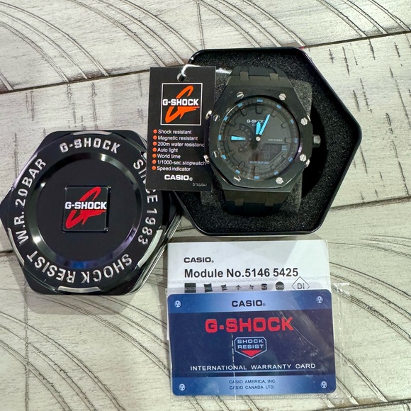 New Casio G-Shock GA2100-1A2 Neon Accent Blue Dial Resin Watch